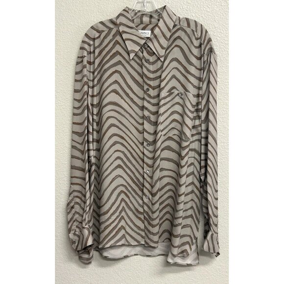 DaVinci Long Sleeve Rockabilly Gray Brown Print Men’s Size XL Vintage - Picture 1 of 9